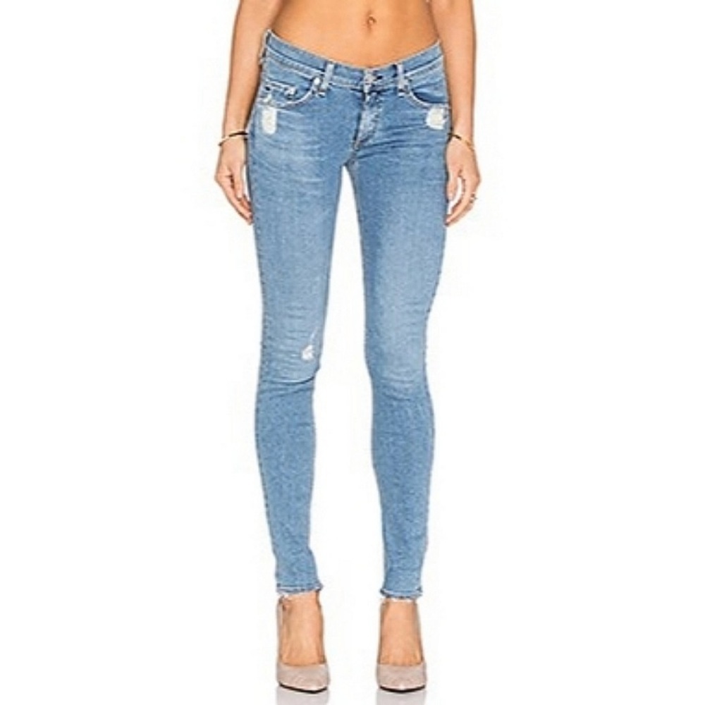 Rag and bone light wash distressed skinny jeans 26